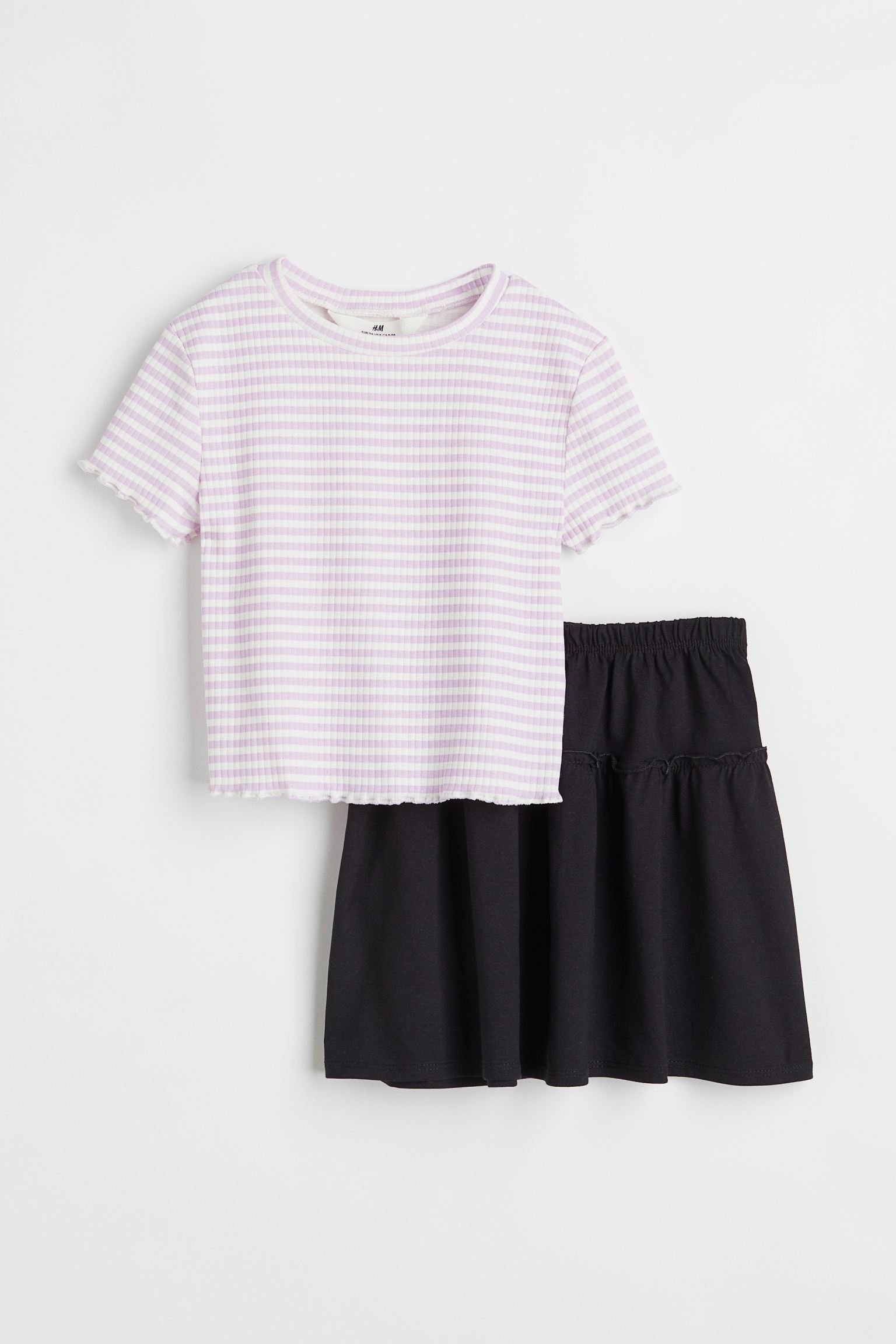 Комплект из 2 предметов из хлопка H&M Striped, светло-фиолетовый майка uniqlo из хлопка комплект из 2 шт светло фиолетовый