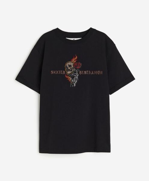 

Футболка с принтом скейтер H&M Skater Generation Printed Jersey, черный