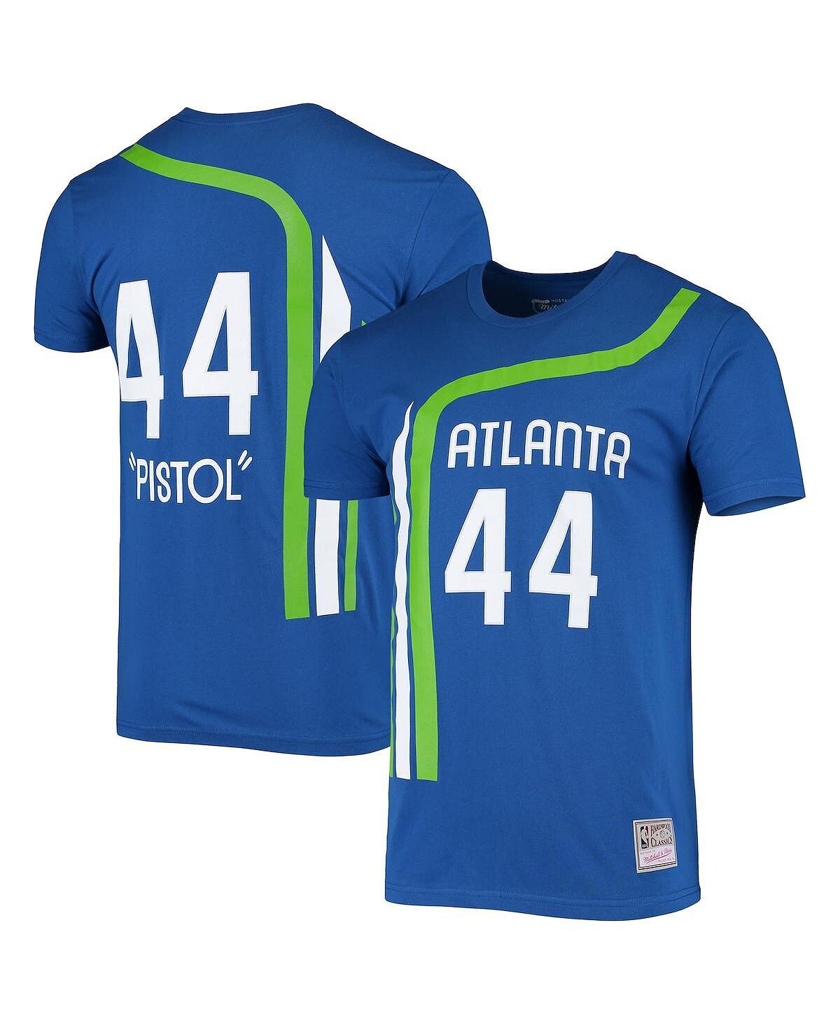 

Мужская футболка pete maravich blue atlanta hawks hardwood classics со стежком с именем и номером Mitchell & Ness, синий