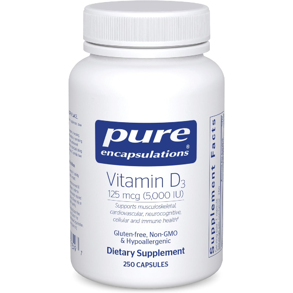 Витамин D3 Pure Encapsulations 5000 МЕ 125 мкг, 250 капсул pure encapsulations витамин d3 250 мкг 10 000 ме 120 капсул