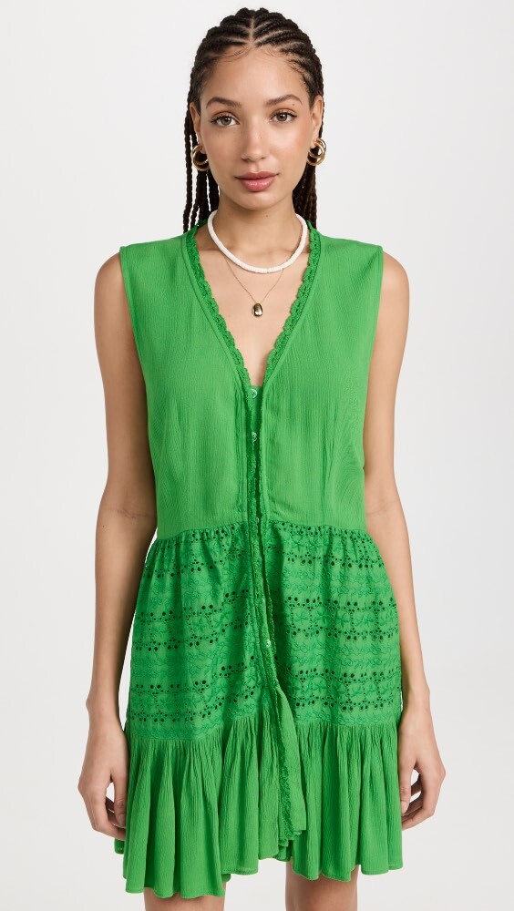 

Платье мини Playa Lucila Eyelet, зеленый