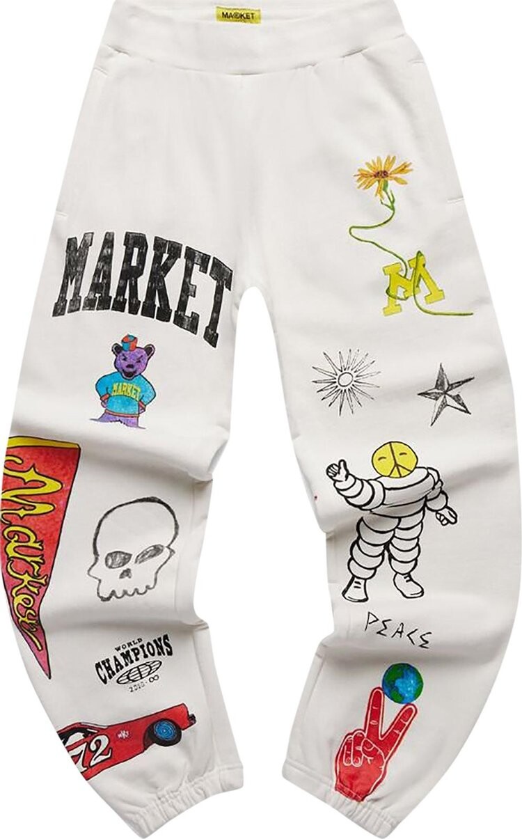 

Спортивные брюки Market Varsity Hand Drawn Sweatpants 'Cream', кремовый