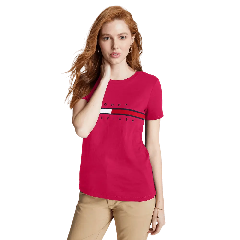 

Футболка Tommy Hilfiger Flag Stripe Logo, розовый