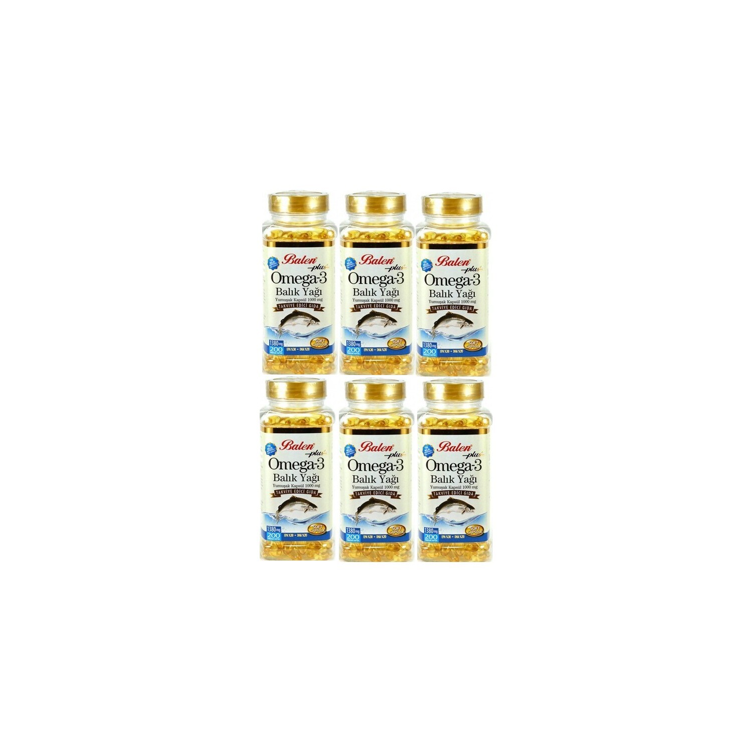 

Рыбий жир Balen Omega 3, 200 капсул, 1380 мг, 6 штуки