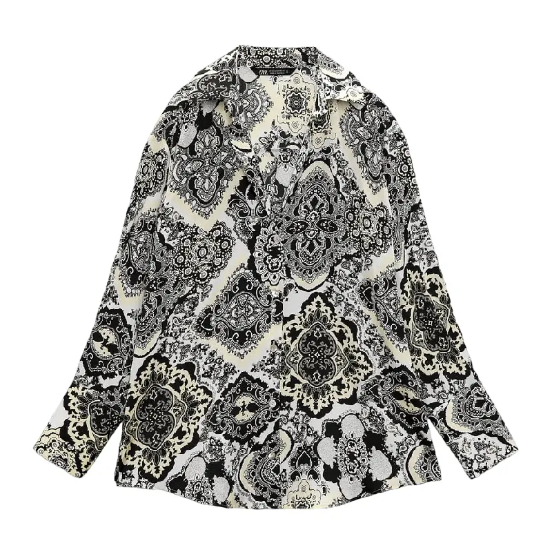 

Рубашка Zara Flowing Satin, черный/белый