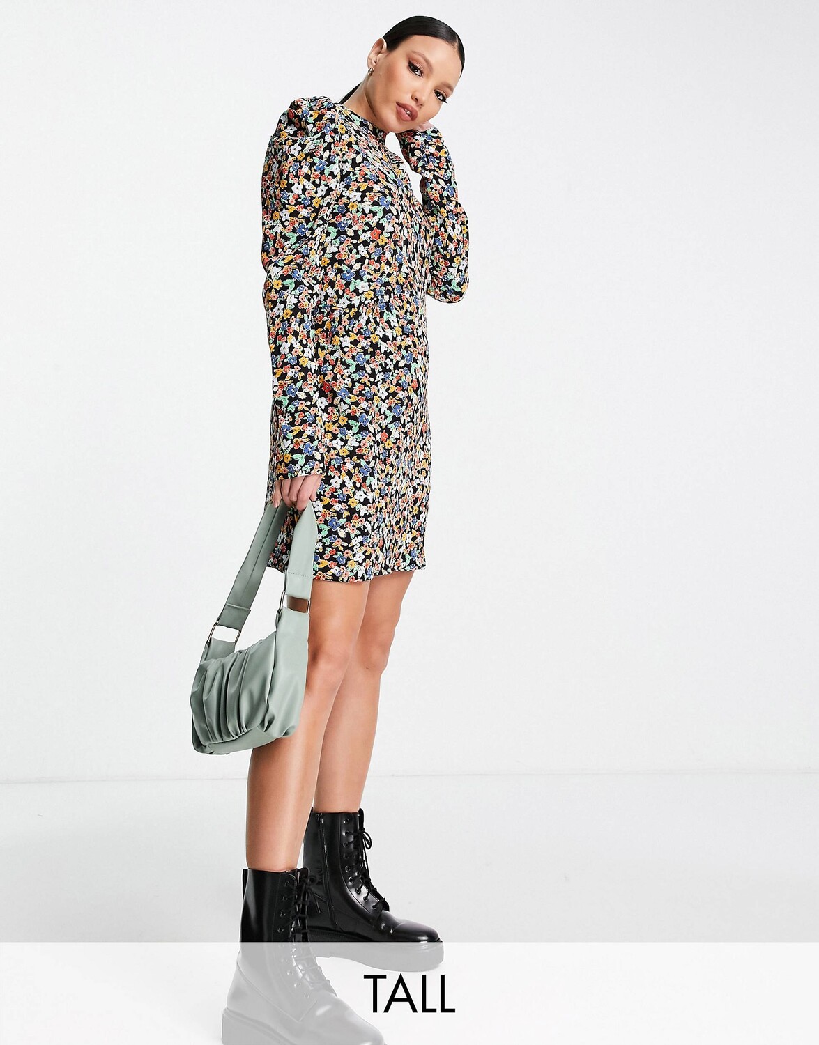 

Разноцветное мини-платье с цветочным принтом Topshop Tall