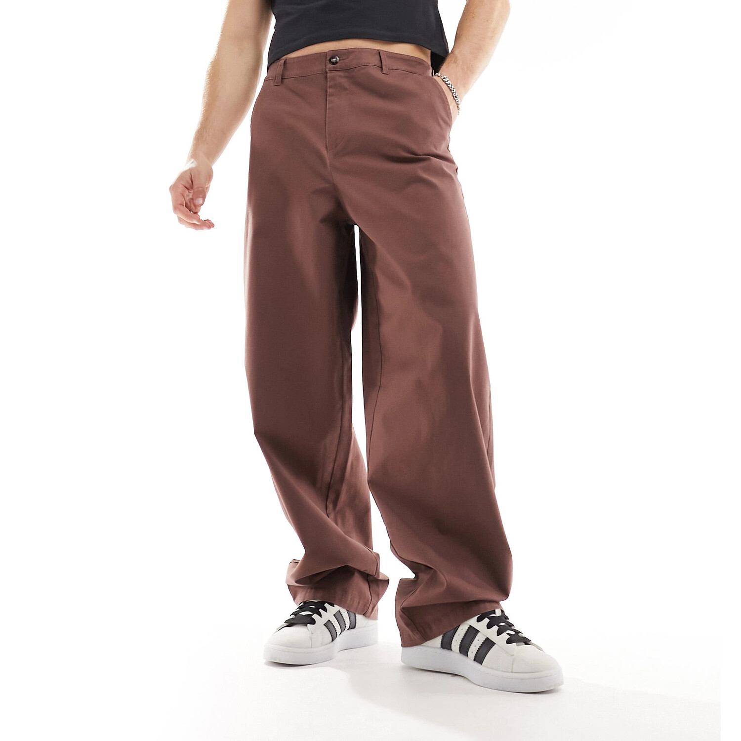 

Брюки Asos Design Loose Fit Chino, коричневый
