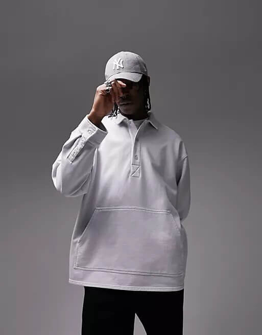 

Толстовка Topman Extreme Oversized Polo, серый