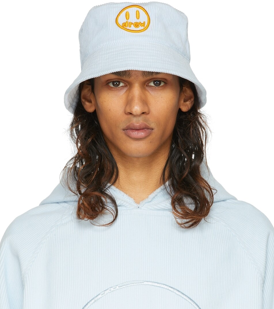 

Эксклюзивная синяя панама SSENSE с талисманом drew house