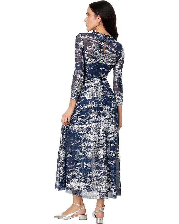 

Платье Ted Baker Iggiey 3/4 Length Sleeve Dress with Ruffled Skirt, темно-синий