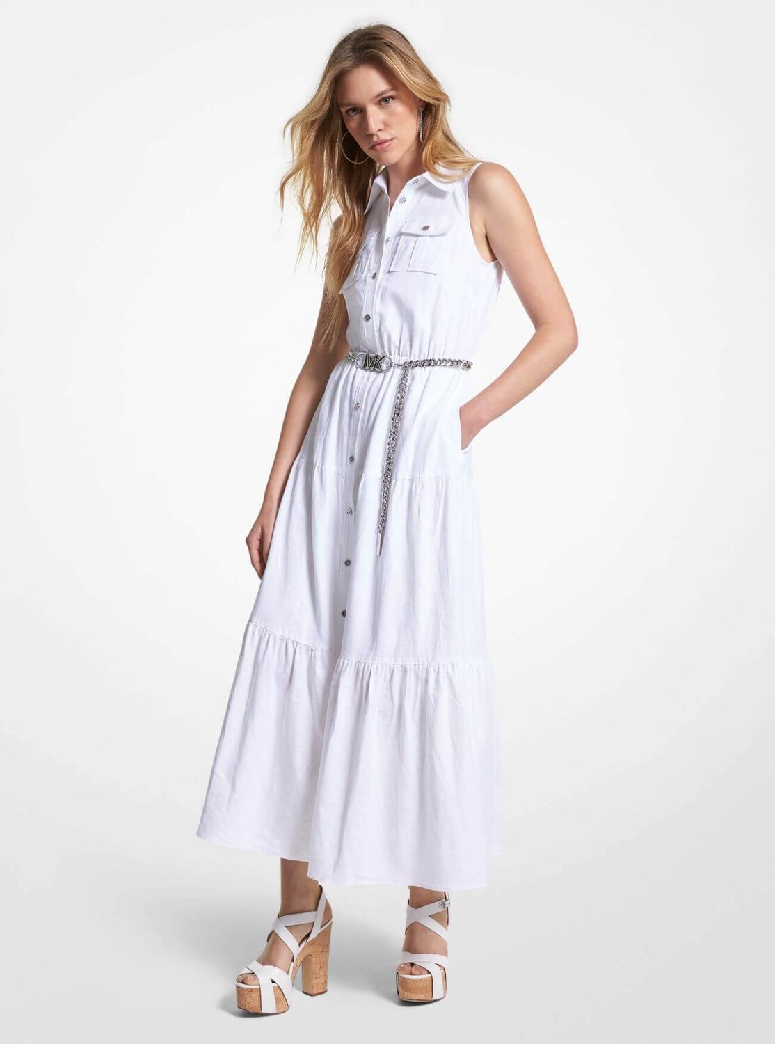 

Платье-рубашка Michael Michael Kors Slub Linen Blend, белый