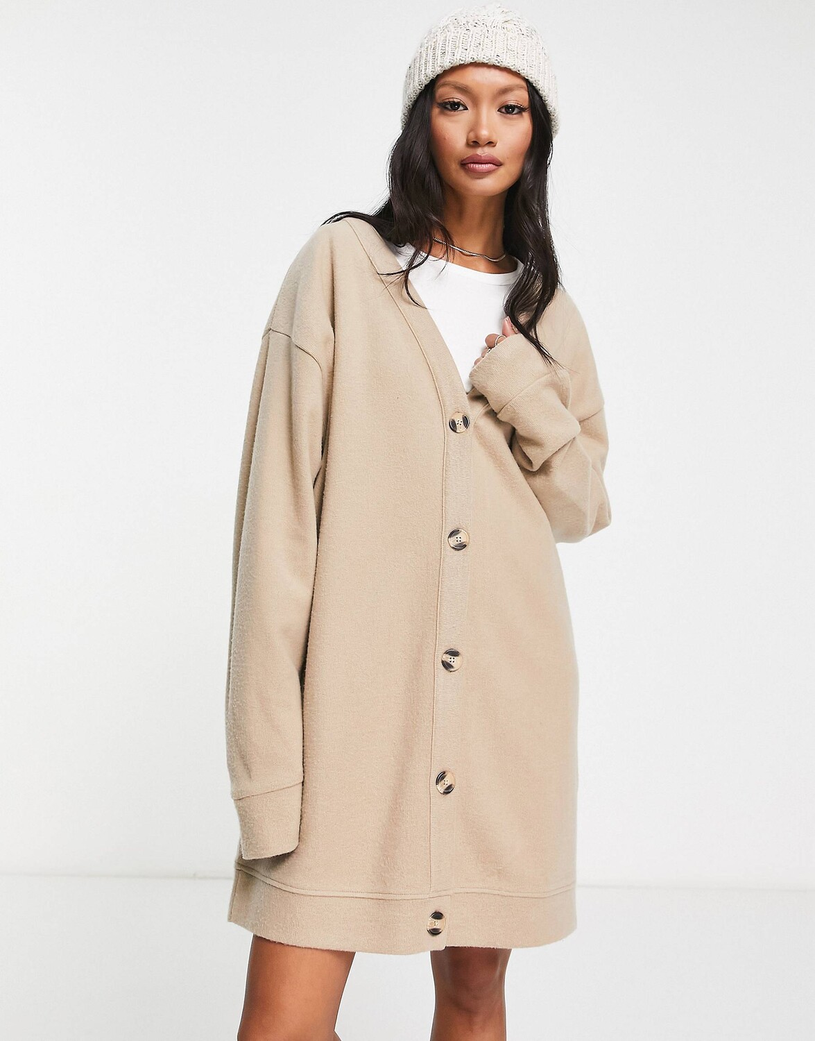 

Светло-коричневое мини-платье на пуговицах ASOS DESIGN, Коричневый