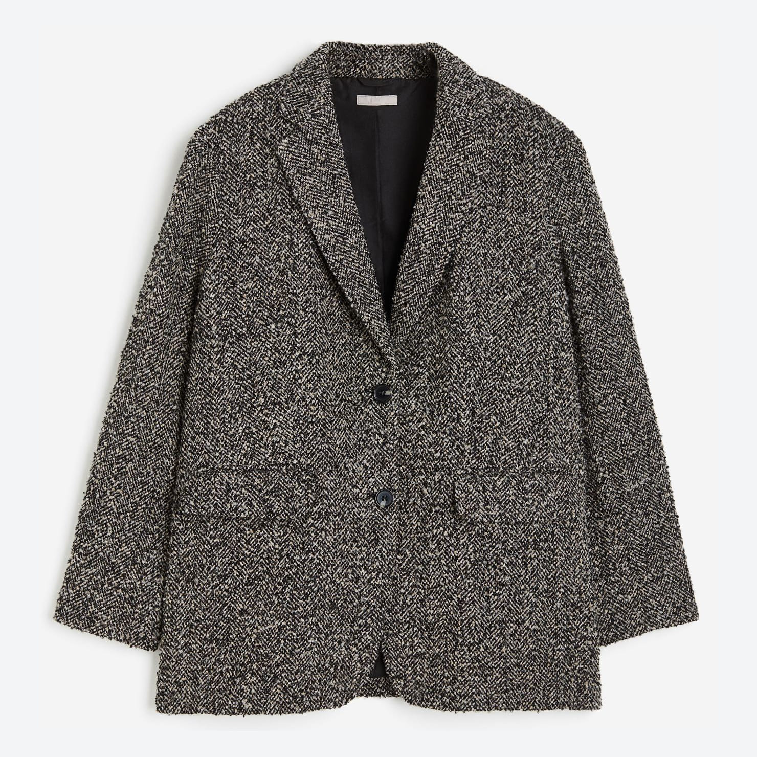 Пиджак H&M Oversized Herringbone-patterned, темно-серый пиджак uniqlo patterned comfort темно коричневый