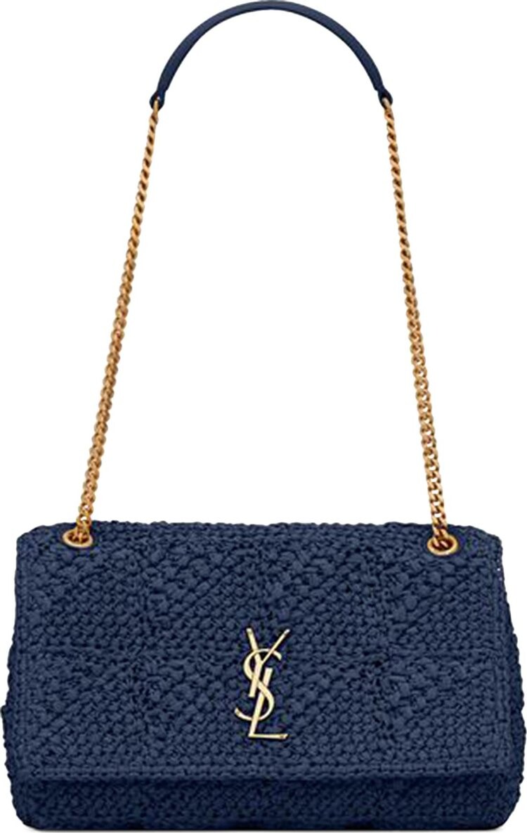

Сумка Saint Laurent Jamie Raffia Monogramme Chain Bag Bleu Otremer, синий