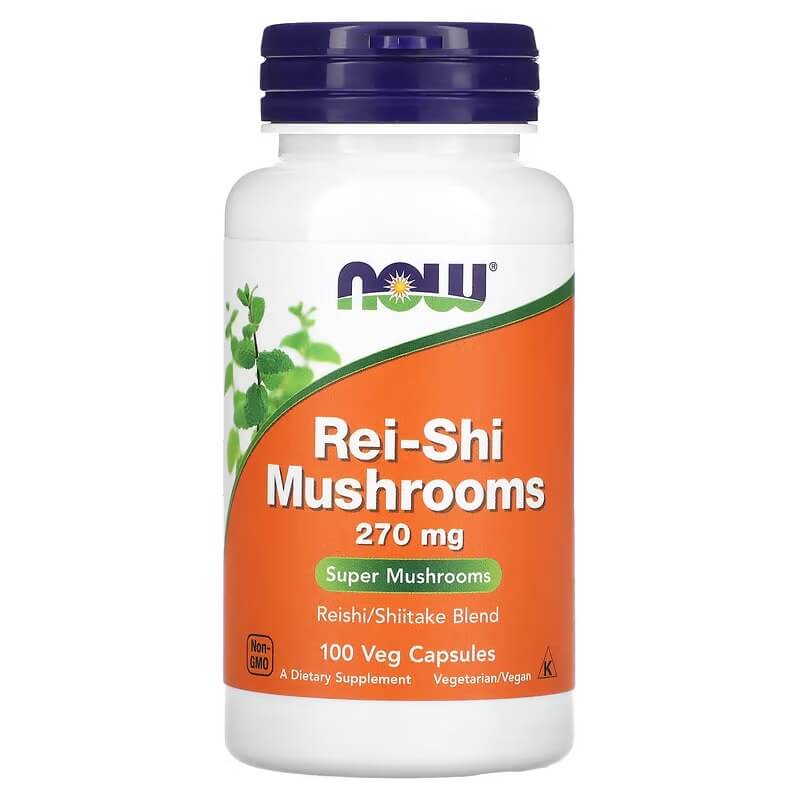 Грибы рей-ши NOW Foods 270 мг, 100 растительных капсул real mushrooms рейши 415 долголетие 90 капсул