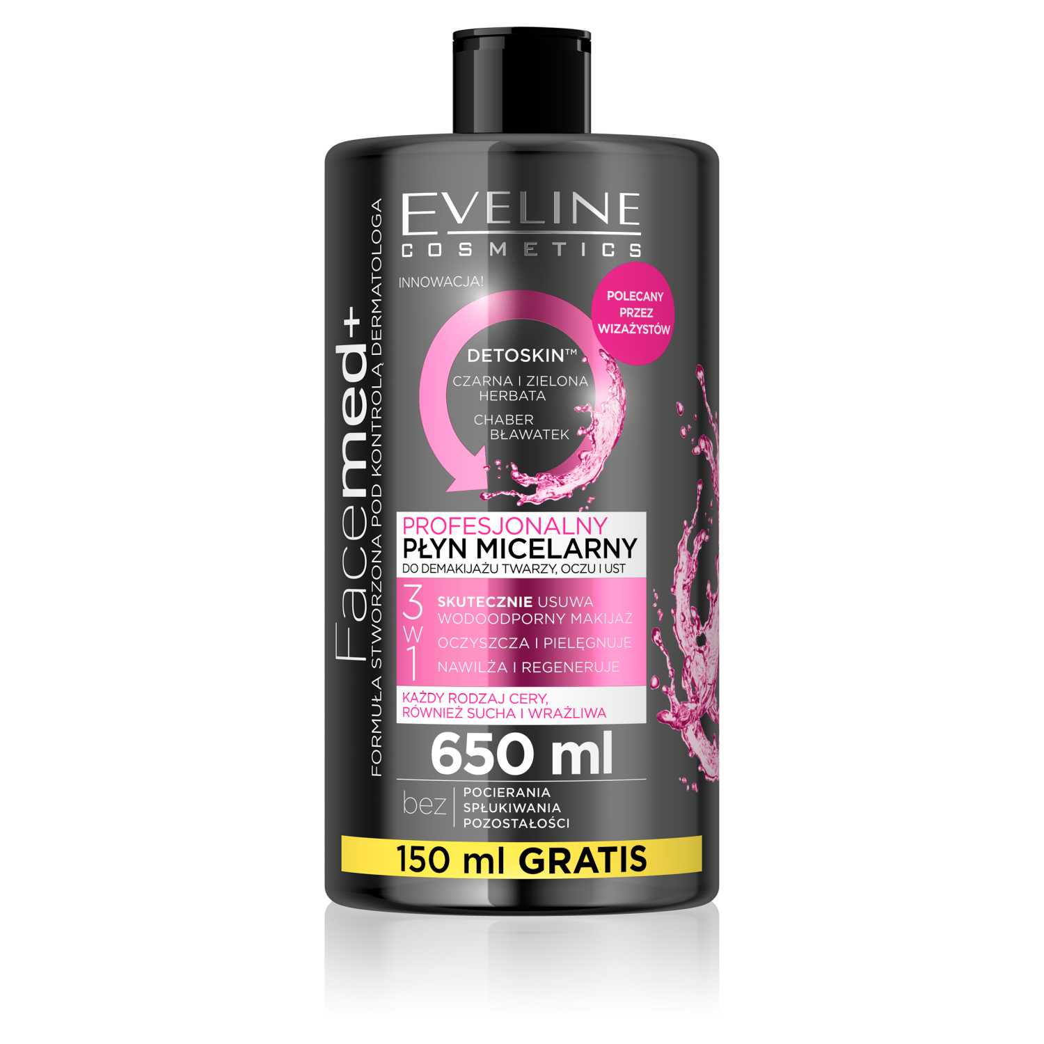 Eveline Cosmetics Facemed Prof профессиональная мицеллярная вода 3в1, 650 мл
