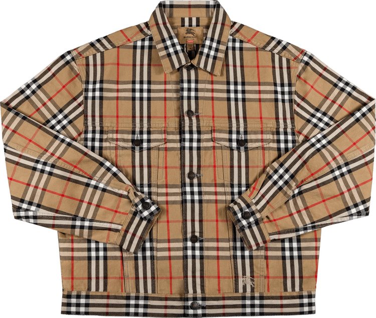цена Куртка Supreme x Burberry Denim Trucker Jacket 'Beige', загар