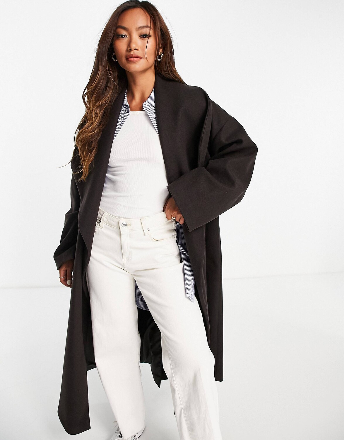 

Темно-коричневое пальто оверсайз-водопад ASOS DESIGN smart