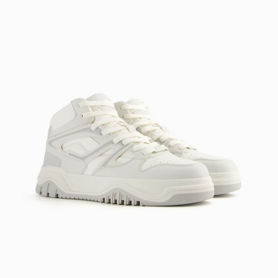 

Кроссовки Bershka Men’s Multi-layer High-top Basketball Trainers, светло-серый