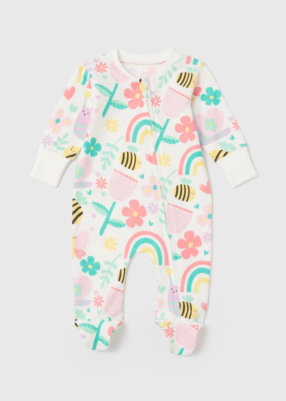 Кремовый пижамный комбинезон для девочек (для новорожденных до 18 мес.), мультиколор