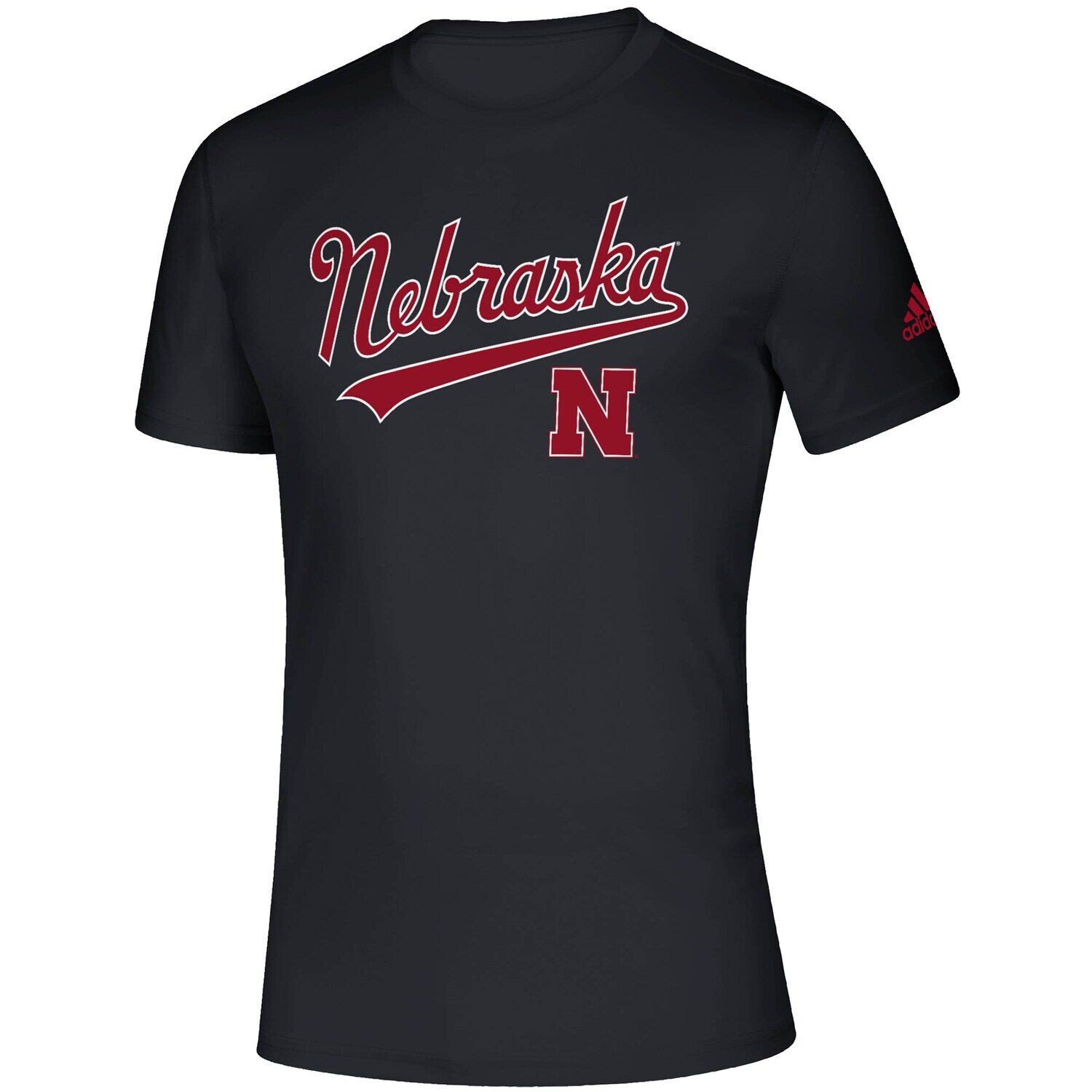 

Мужская черная футболка adidas Nebraska Huskers Script Ball Creator