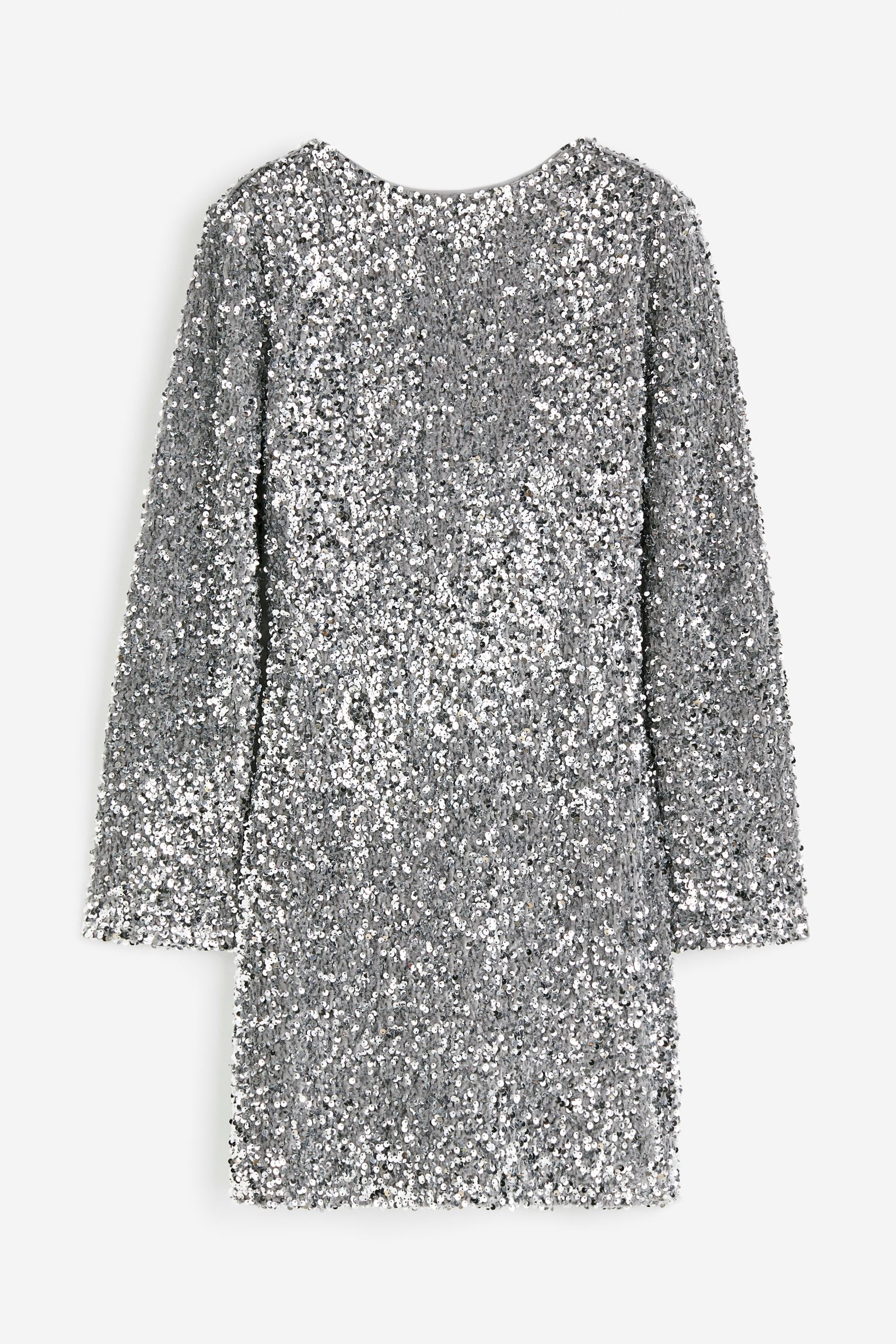 Платье H&M Sequined With Low-cut Back, серебристый pierre cardın women back low cut ruched nightgown
