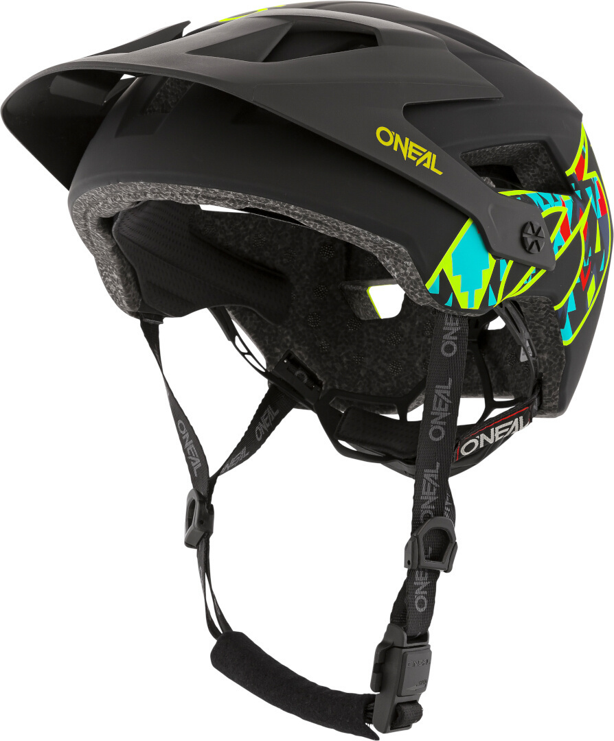 велосипедный шлем lil ripper зеленый bell цвет schwarz Шлем Oneal Defender Muerta велосипедный, черный/зеленый/голубой