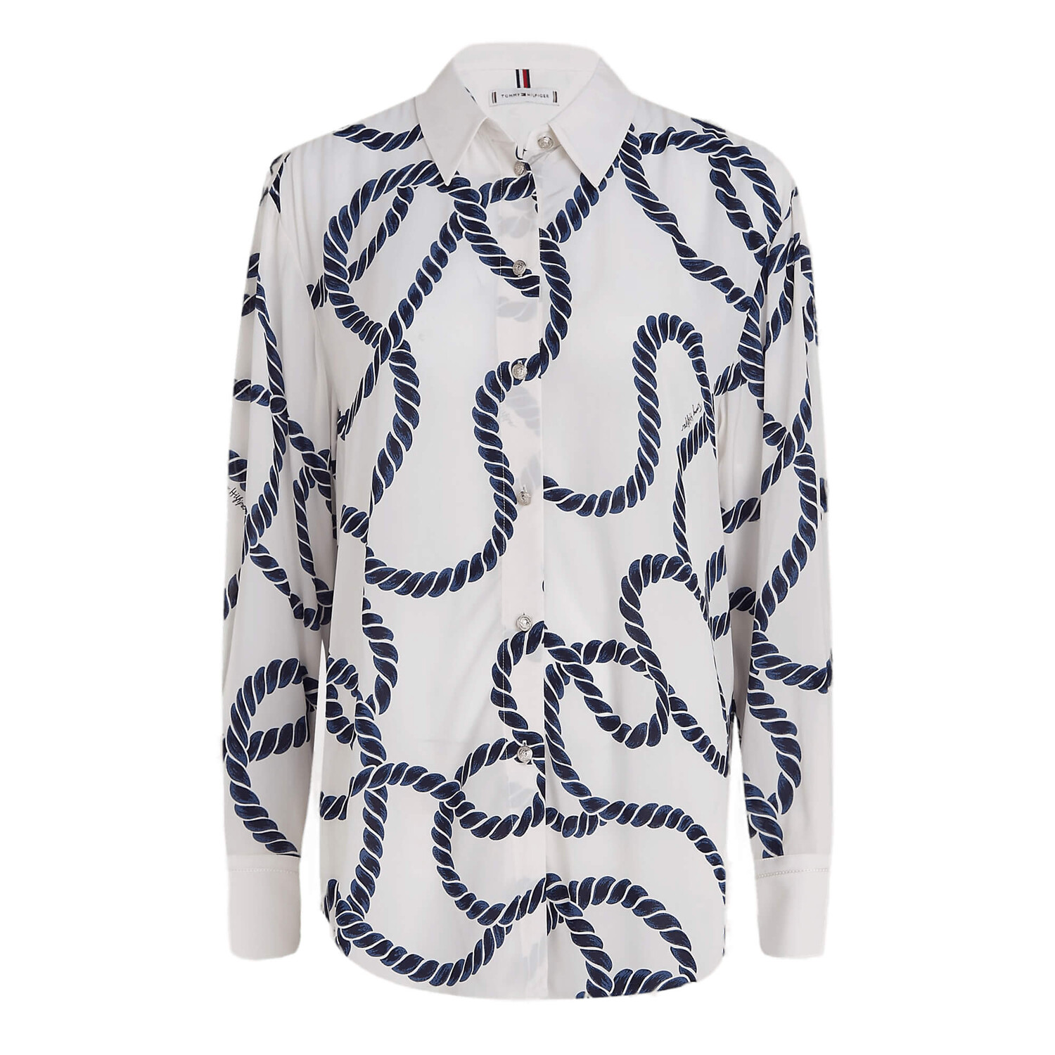 

Блузка Tommy Hilfiger Relaxed Fit Rope Print, белый/темно-синий
