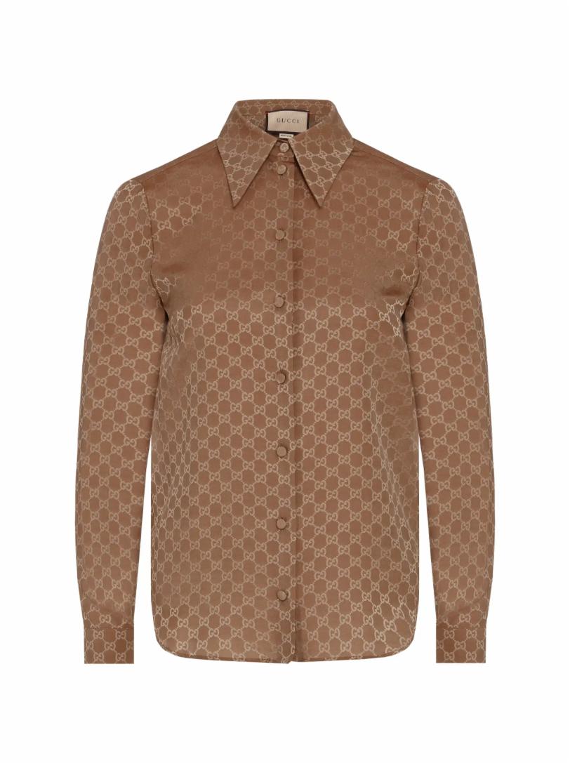 цена Шелковая блузка с монограммой Gucci