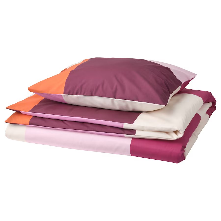 Комплект постельного белья Ikea Brunkrissla, 150x200/50x60 см, розовый/мультиколор