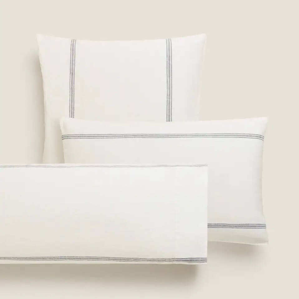 

Наволочка Zara Home Striped Linen, белый
