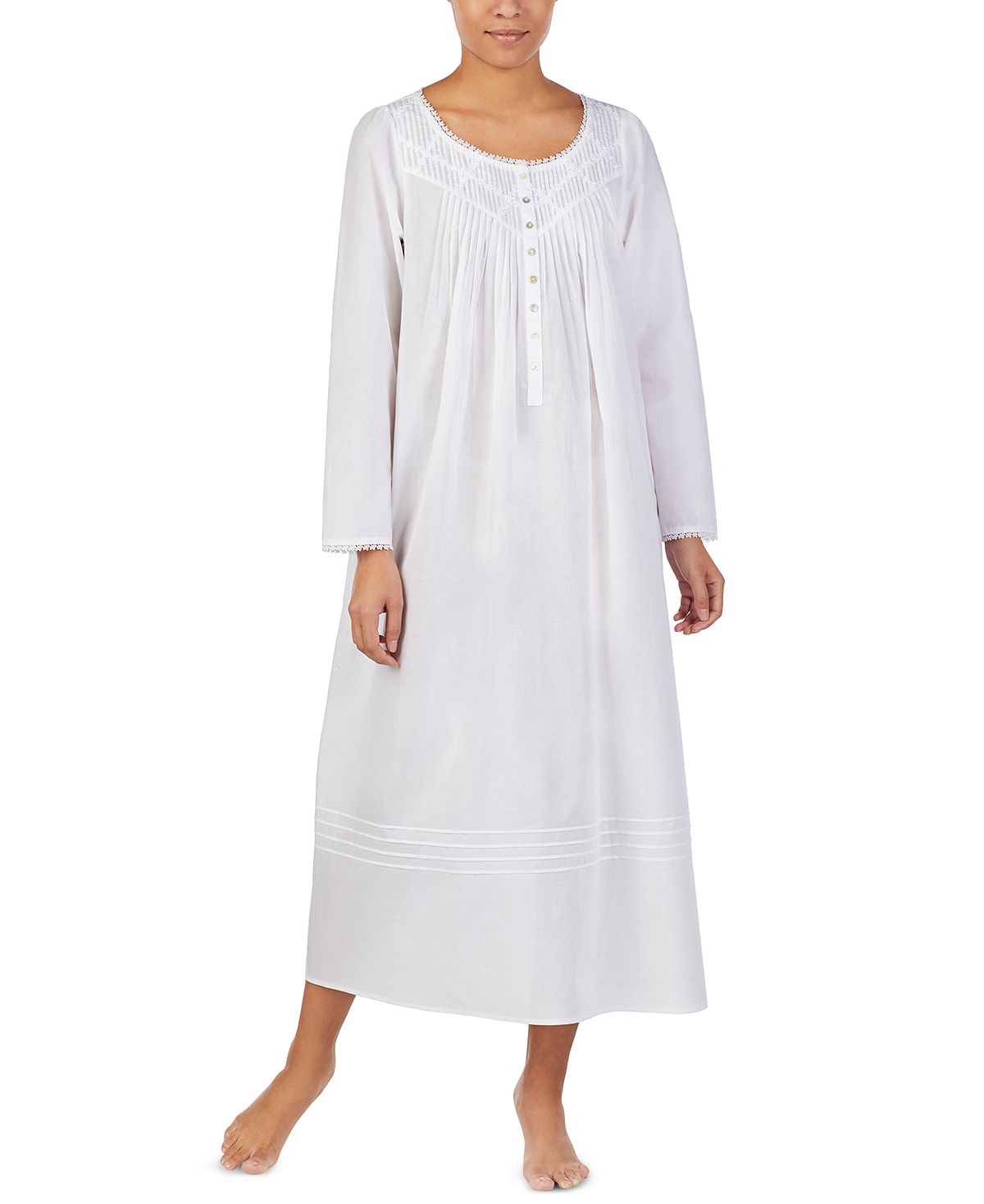 Хлопковая балетная ночная рубашка с защипами Eileen West, белый пижама eileen west короткий рукав размер l бирюзовый
