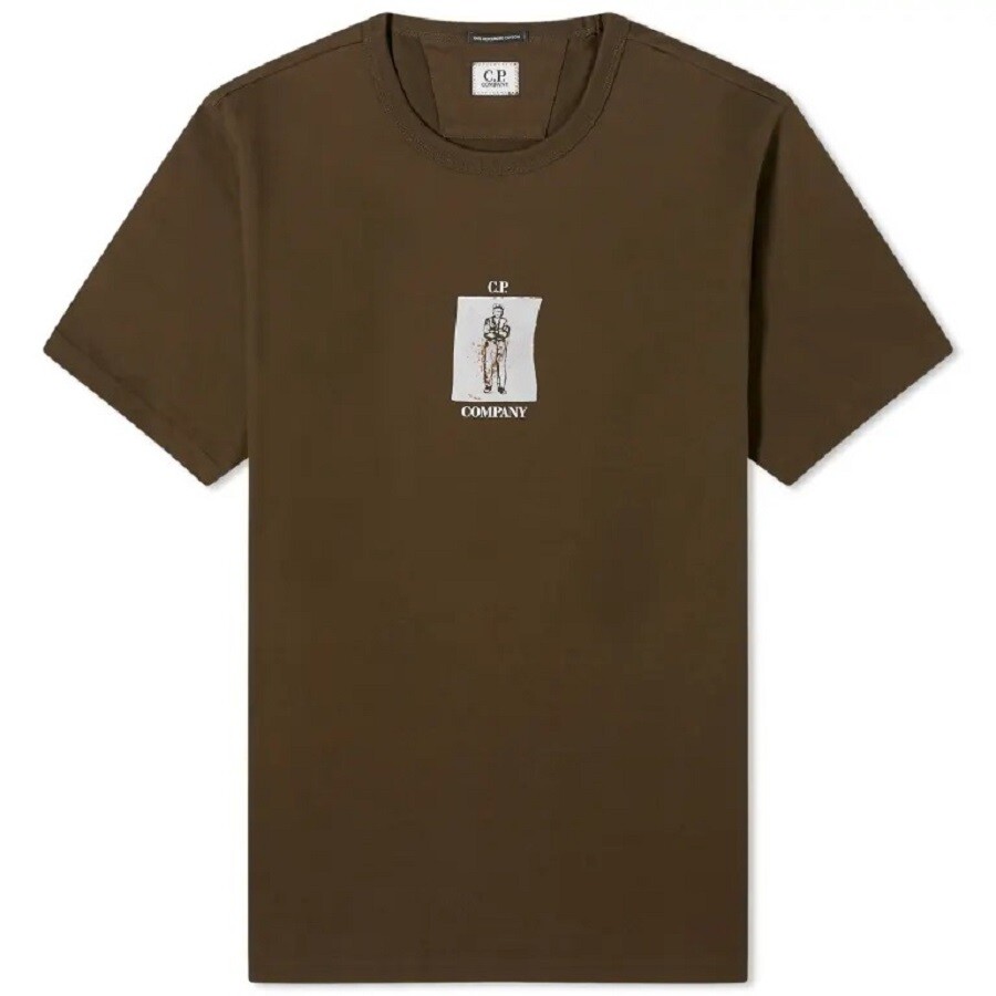 

Футболка C.p. Company 30/2 Mercerized Jersey Twisted Graphic, темно-зеленый