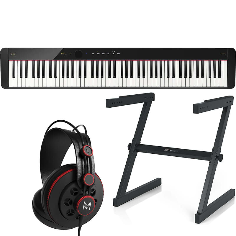 

Casio Privia PX-S5000 88-клавишная гибридная масштабируемая клавиатура, черная, с подставкой и наушниками PX-S5000BKC3