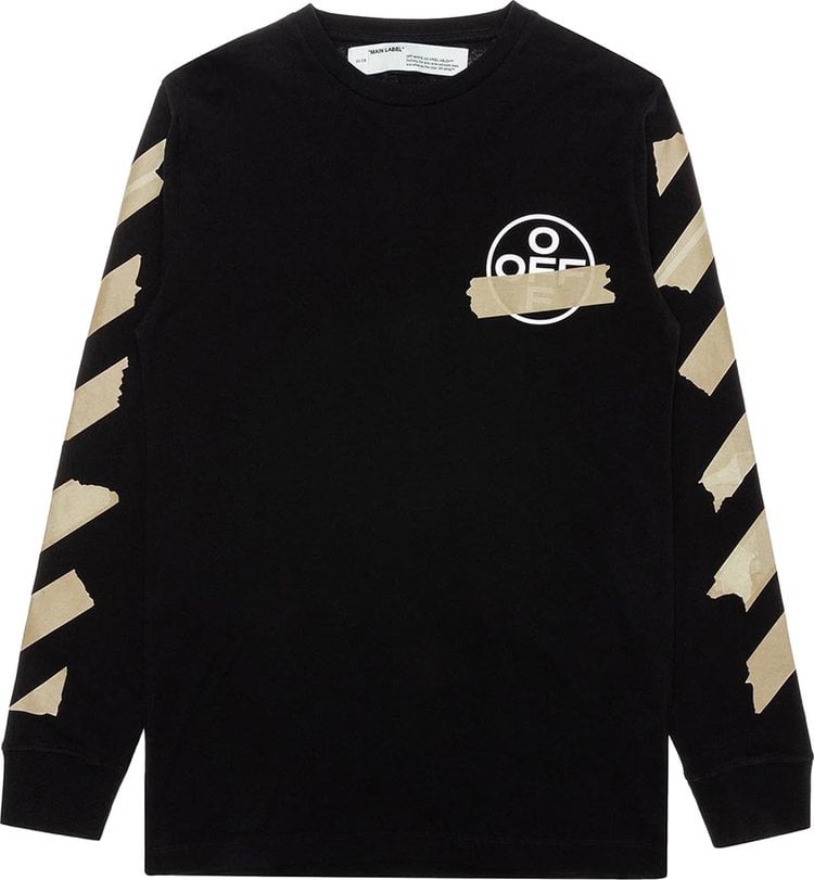 Футболка Off-White Tape Arrows Long Sleeve T-Shirt 'Black', черный - фото