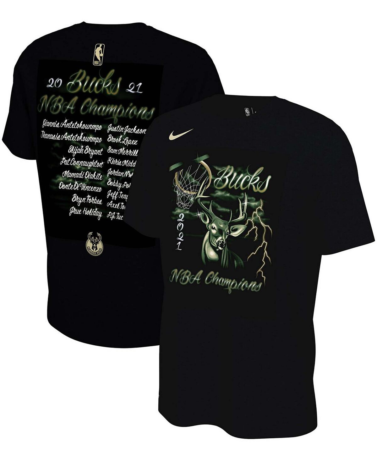 

Мужская черная футболка milwaukee bucks 2021 nba finals champions celebration roster Nike, черный