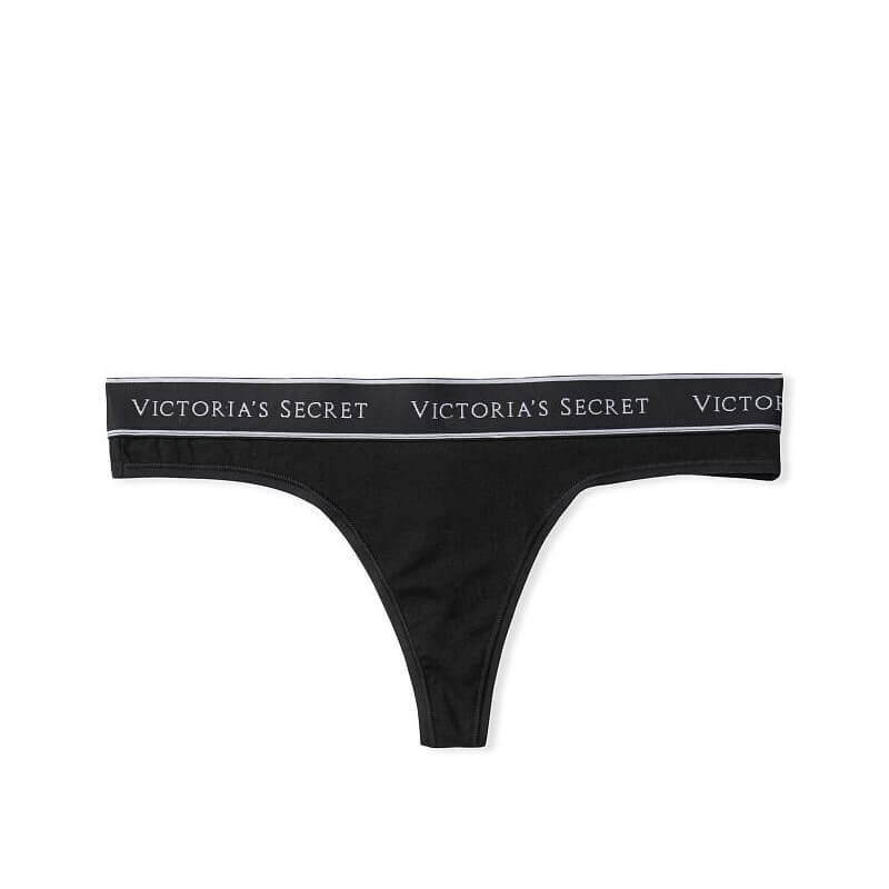 

Трусики-стринги Victoria's Secret Logo Cotton, черный