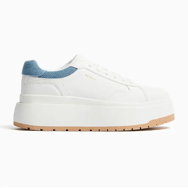 

Кроссовки Bershka Contrast Platform, белый/синий