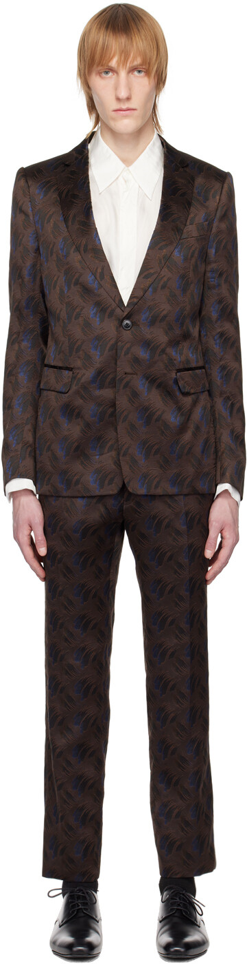 

Коричневый однобортный костюм Dries Van Noten