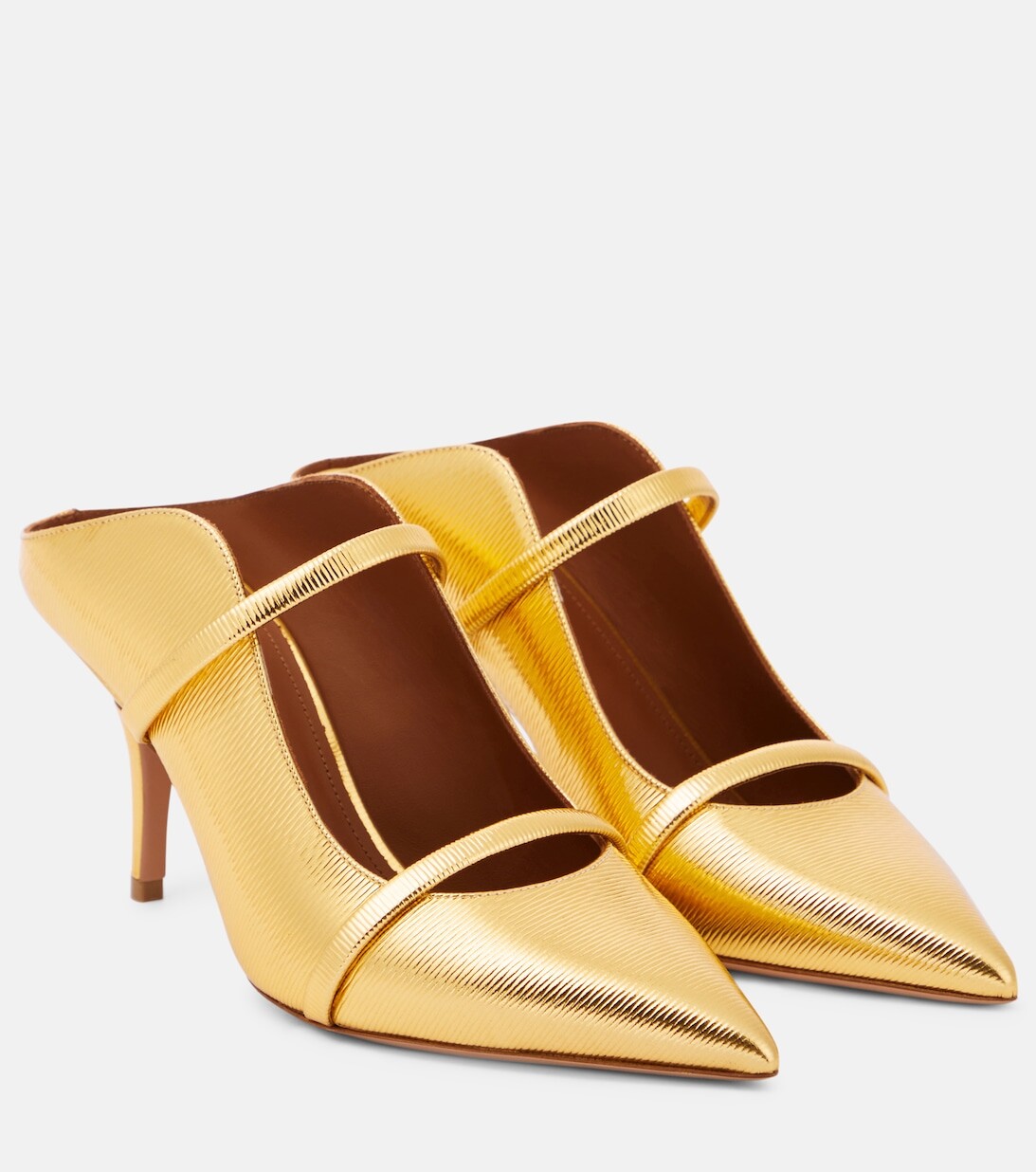 

Мюли Maureen 70 из кожи с тиснением Malone Souliers, золотой