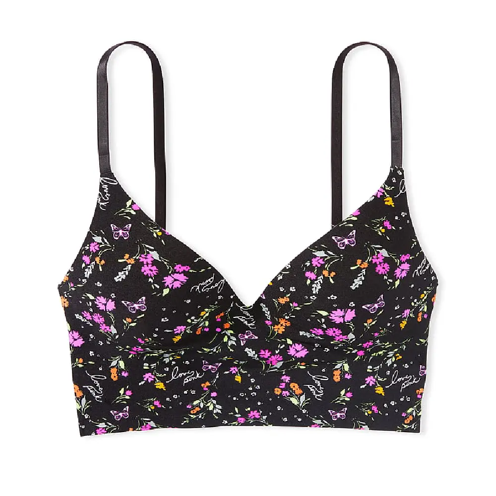 

Бюстгальтер Victoria's Secret Pink Loungin' Wireless Push-up Floral Print, черный