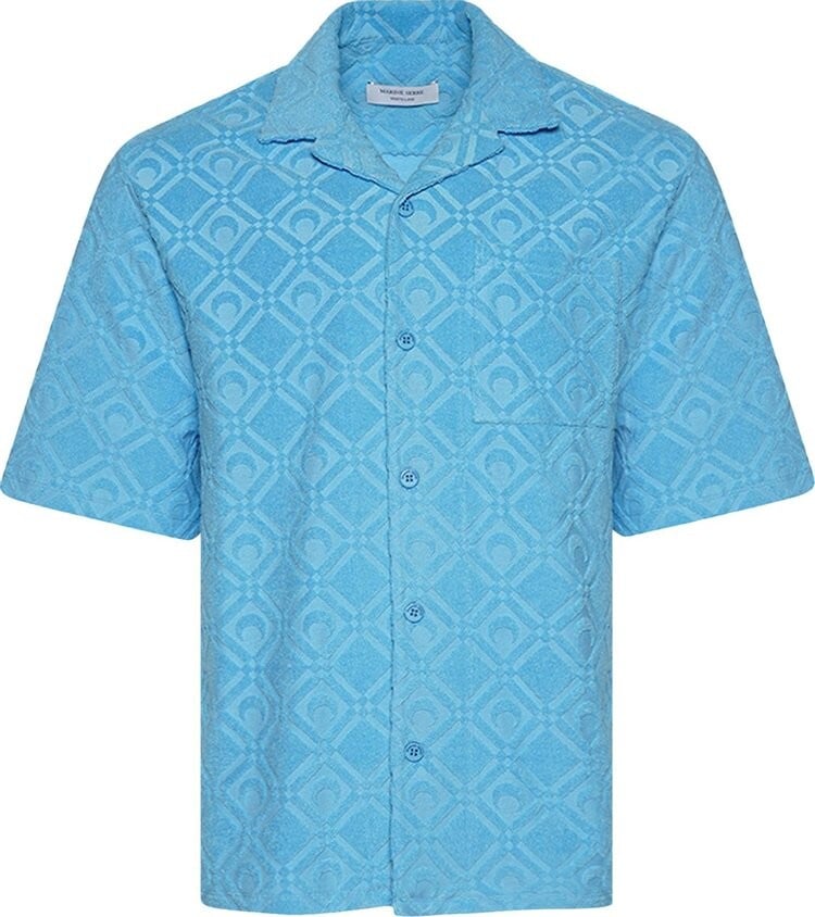 

Рубашка Marine Serre Regenerated Sponge Jacquard Bowling Shirt 'Aquarius Jacquard', синий