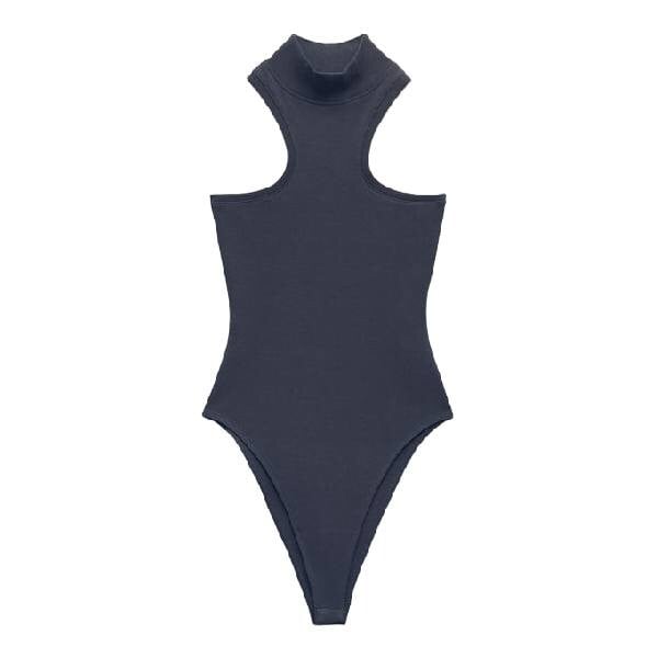 

Боди Zara Ribbed Halter, угольно-серый