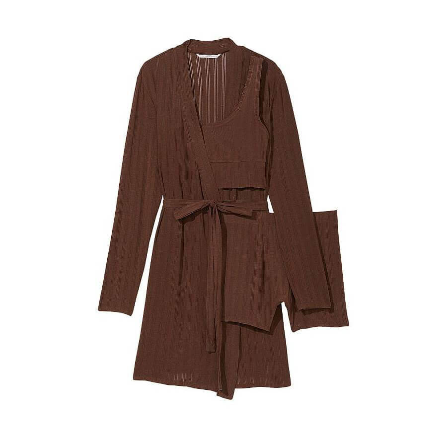 

Комплект Victoria's Secret Luxe Modal Ribbed, 3 предмета, коричневый