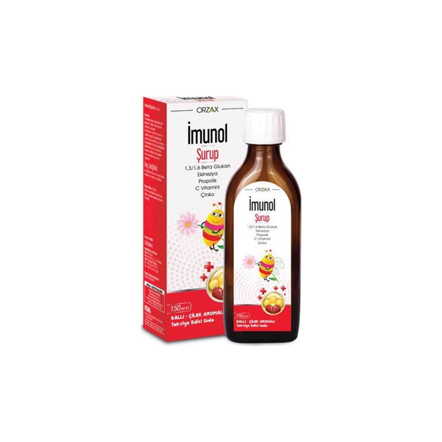 Сироп имунол Orzax с медово-клубничным вкусом, 150 мл цена и фото