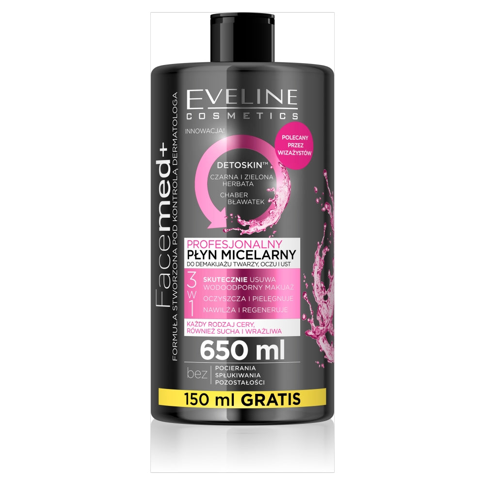 Eveline Cosmetics Профессиональная мицеллярная вода Facemed+ 3в1 для всех типов кожи 650мл