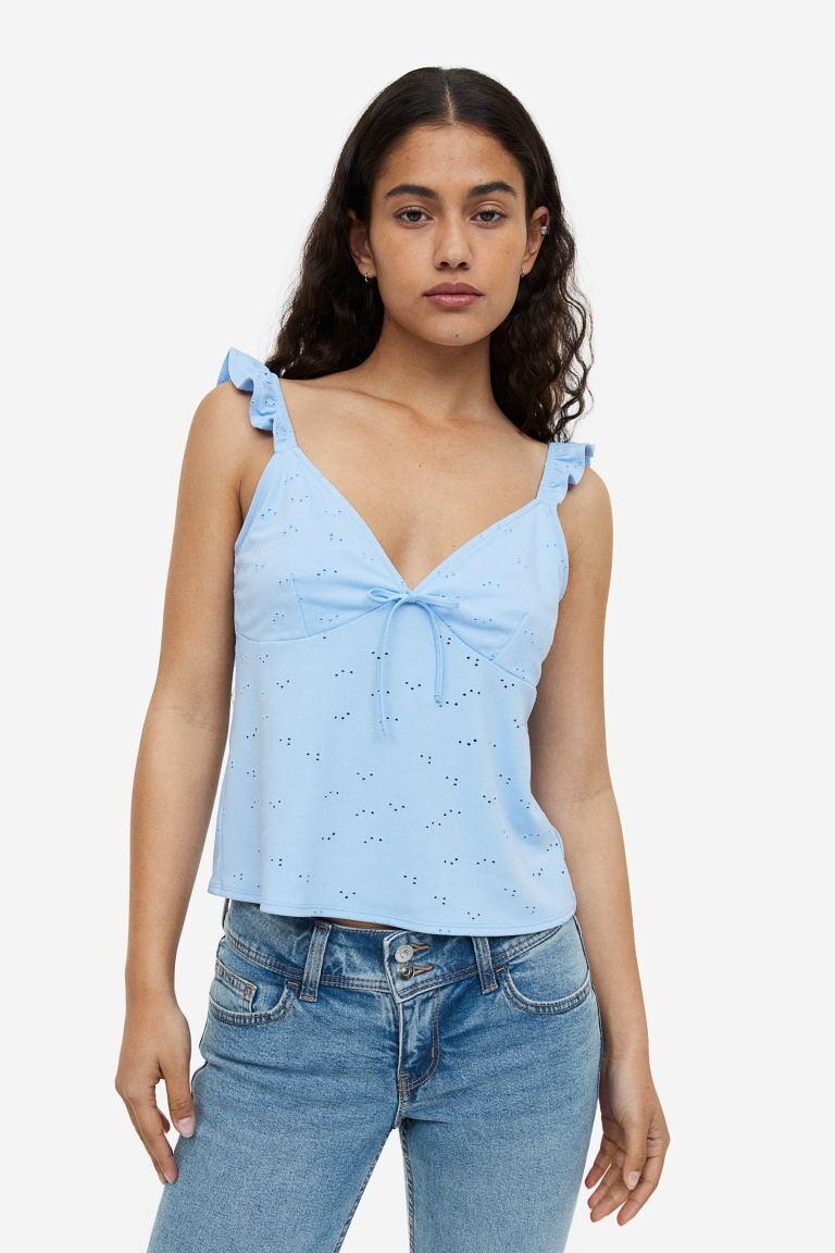 

Топ из джерси с завязками H&M, светло-синий