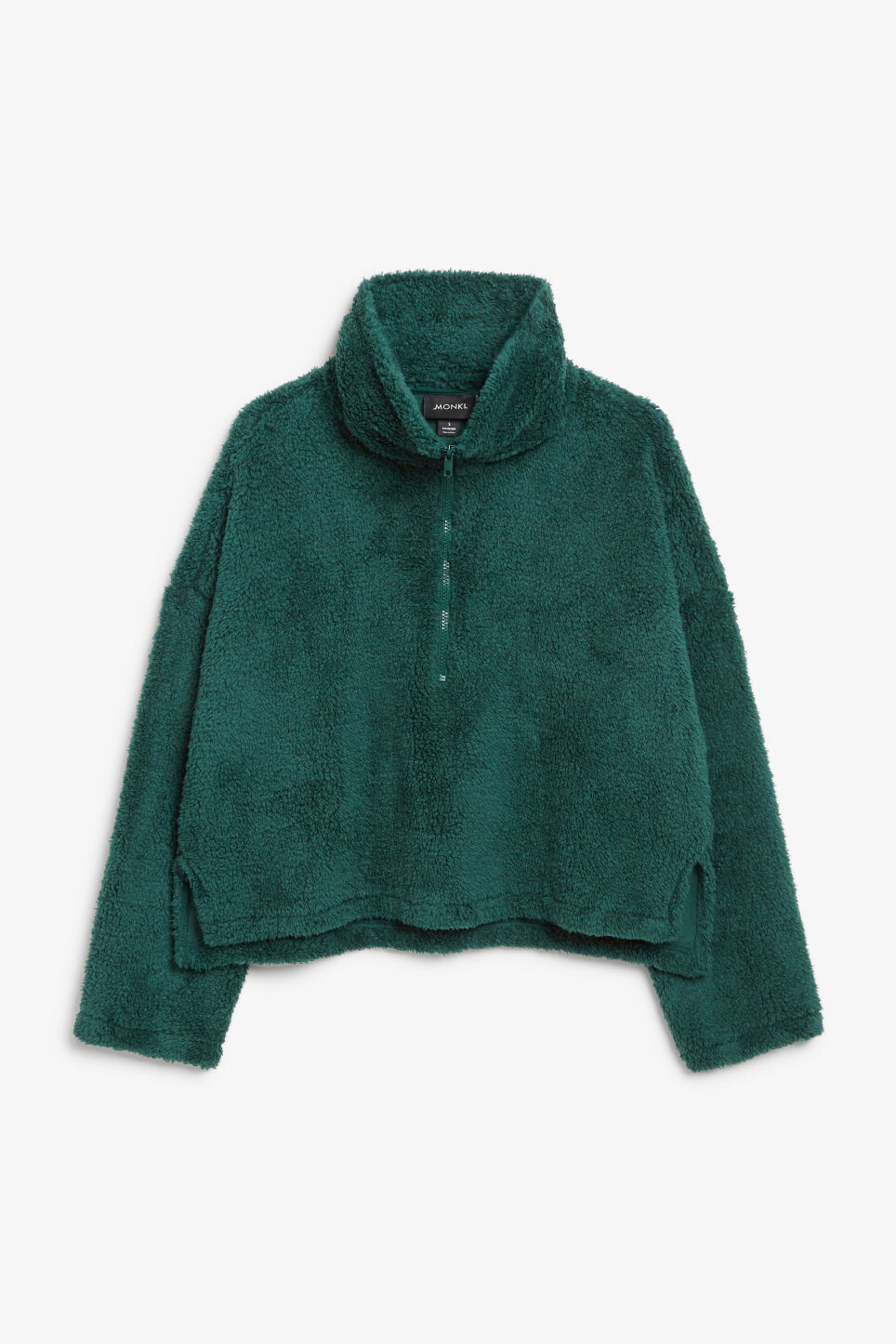 

Свитер Monki из искусственного флиса с молнией до половины, зеленый