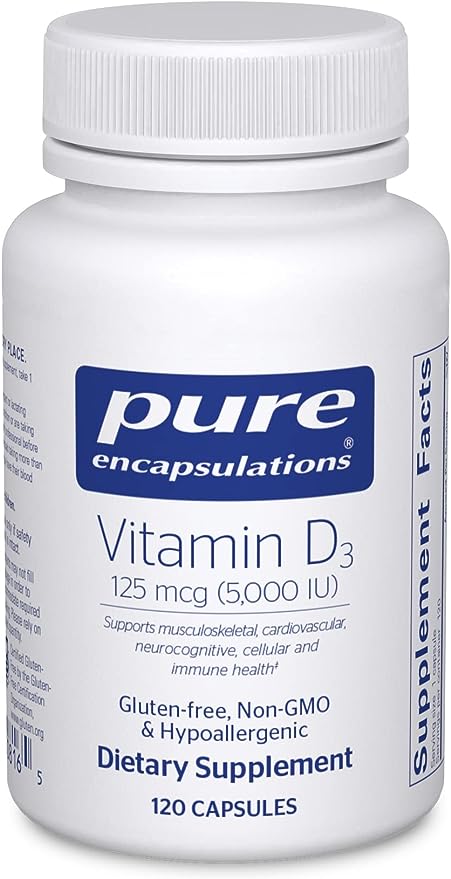 Pure Encapsulations Витамин D3 125 мкг (5000 МЕ) 120 капсул now foods витамин d3 125 мкг 5000 ме 120 капсул