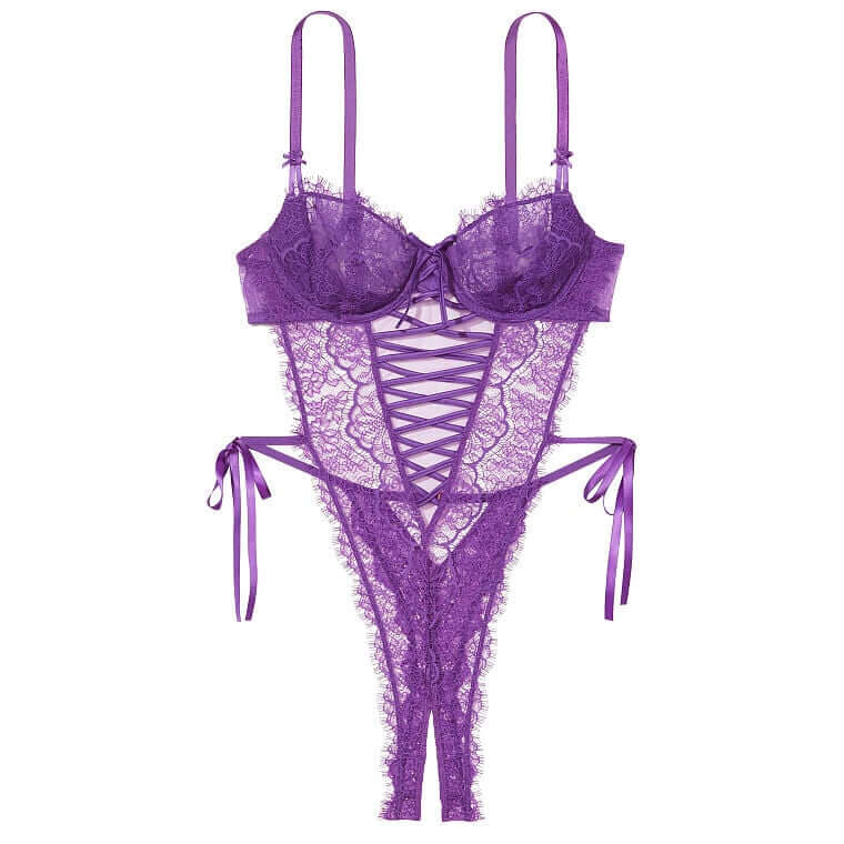 

Боди Victoria's Secret Very Sexy Wicked Unlined Lace Crotchless Teddy, фиолетовый